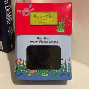 NWT Western Chief KIDS Rain Boot Warm Fleece Liners Black Large L 11-13 NEW